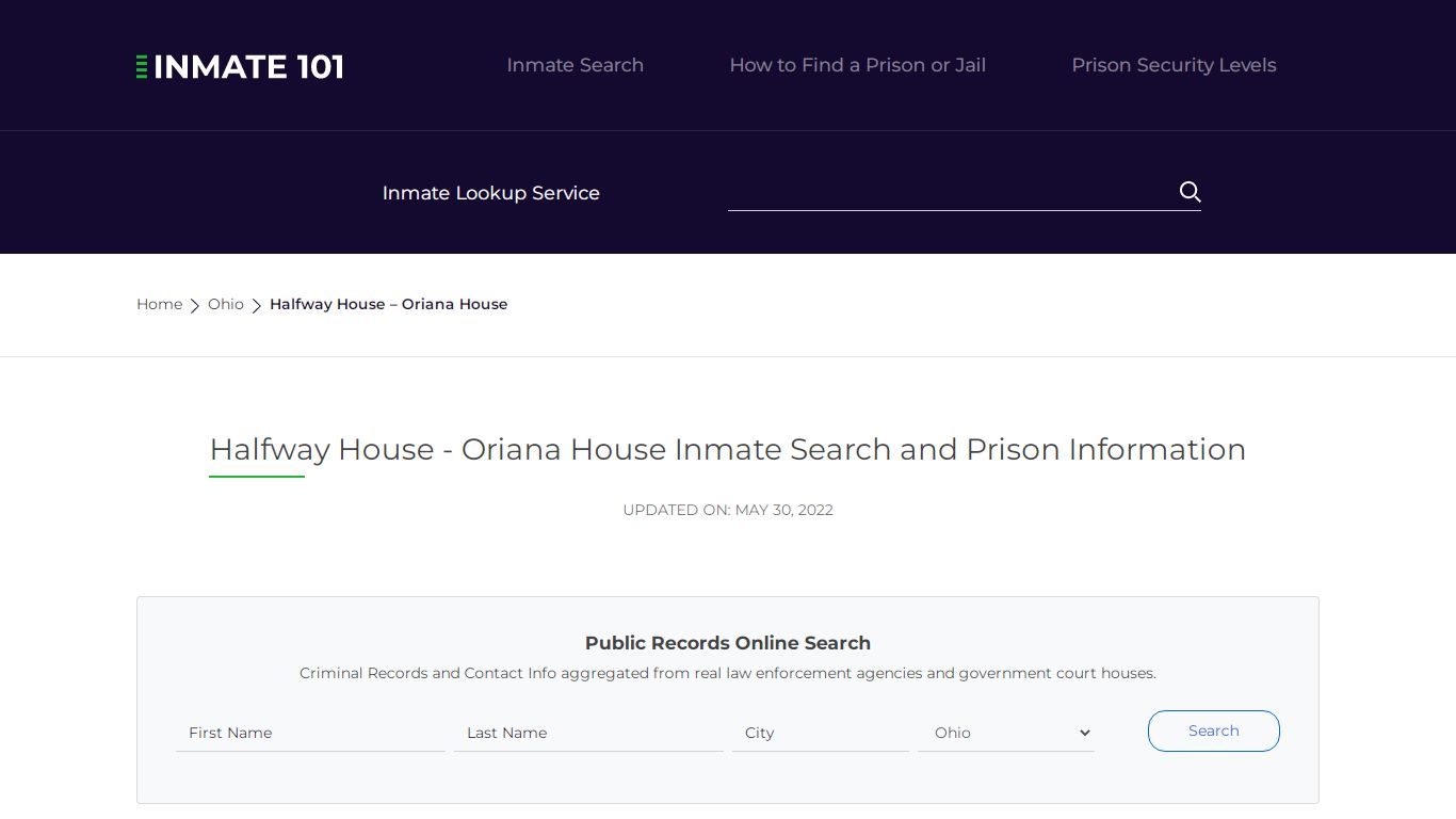 Halfway House - Oriana House Inmate Search, Visitation ...