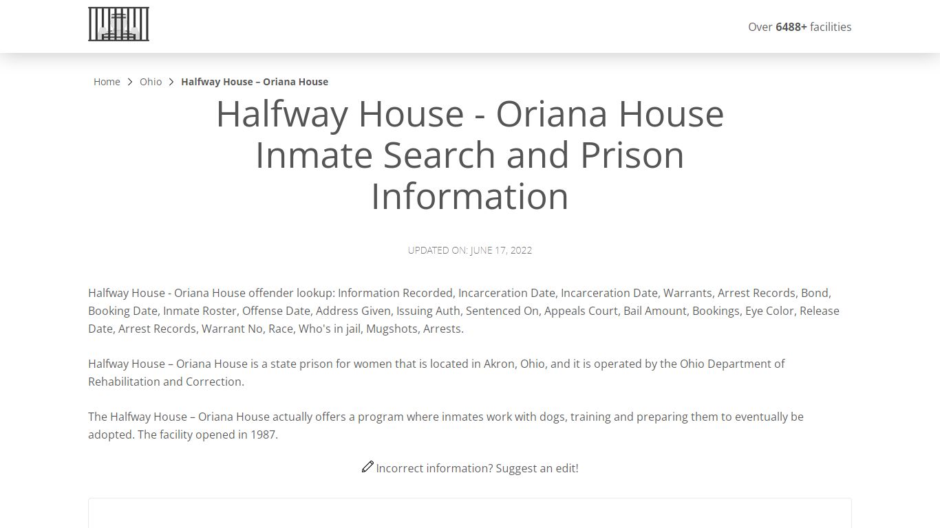 Halfway House - Oriana House Inmate Search, Visitation ...